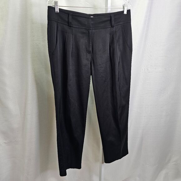 Cache Black Satin Finish Straight Leg Trousers Size 8 - Picture 3 of 8
